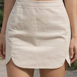 J. Crew Women's Beige Wool Blend Mini Skirt Size 4 Scalloped Hem